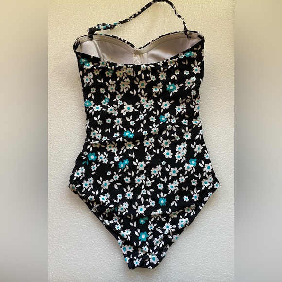 Anne Cole One Piece Shirred Front Floral Bandeau Swimsuit Size 6 - Picture 10 of 13